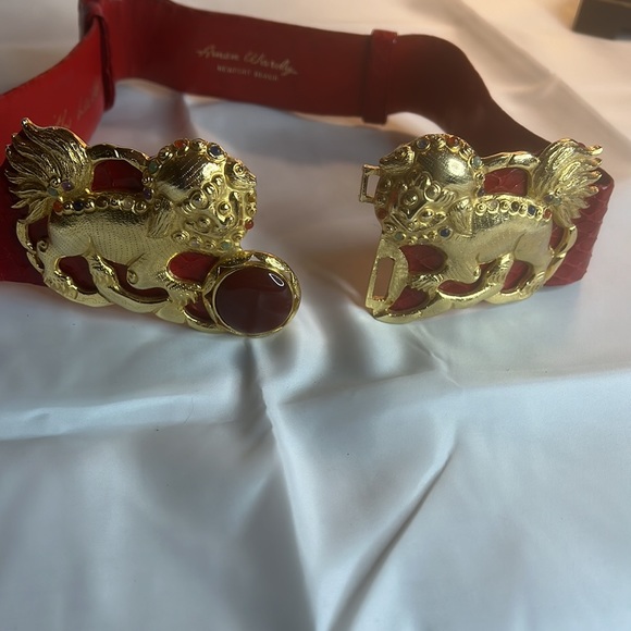 Vintage Judith Leiber red belt with gold clasp